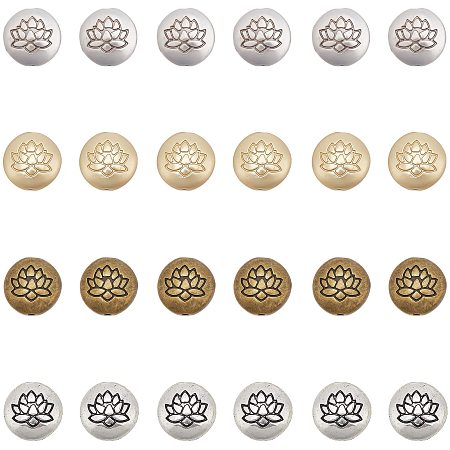 CHGCRAFT 24Pcs 4Colors Lotus Flower Gold Tone Charms for Jewelry Making Craft Vintage Pendants Antique Tibetan Silver Colors