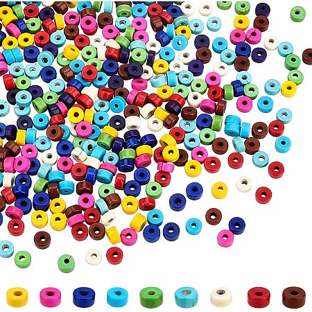 NBEADS 600 Pcs 10 Colors Stone Heishi Beads, 4mm Mini Synthetic Turquoise Beads Flat Round Disc Bead Charms for Necklace Bracelet Jewelry Making, Hole: 1mm