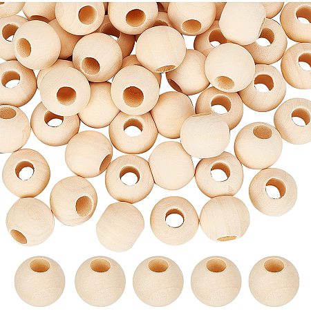 Arricraft 60 Pcs Natural Unfinished Wood Beads, 0.94×0.83