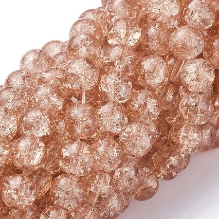 Arricraft 1Strand Light Salmon Transparent Crackle Glass Round Beads Strands, 8mm, Hole: 1.3~1.6mm, about 100pcs/strand, 31.4 inches