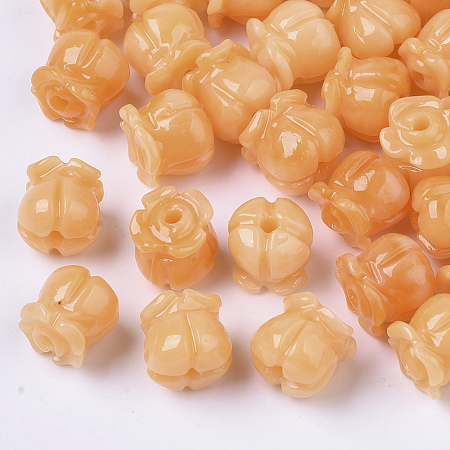 Honeyhandy Synthetic Coral Beads, Dyed, Imitation Jade, Tulip, Sandy Brown, 8.5x8mm, Hole: 1.5mm