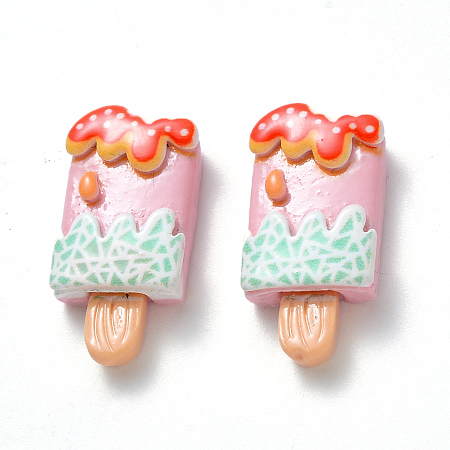 Resin Cabochons, Ice Lolly, Imitation Food, Pink, 27x13x6mm