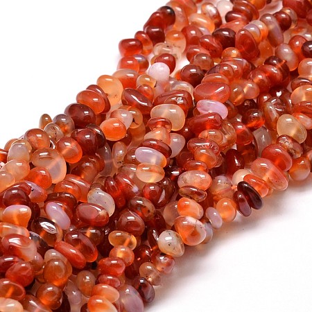 ARRICRAFT Dyed Natural Red Agate Chip Beads Strands, 4~14x4~12mm, Hole: 1mm; about 15.3 inches~16.1 inches