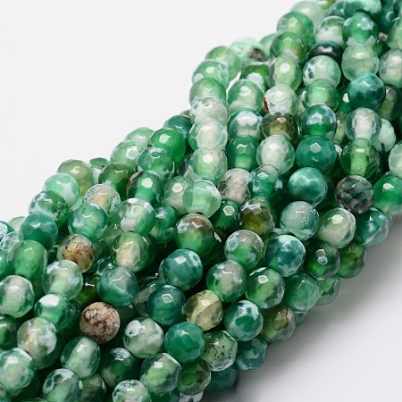 ARRICRAFT Faceted Natural Agate Round Beads Strands, Dyed, Sea Green, 6mm, Hole: 1mm, about 64pcs/strand, 14.7 inch