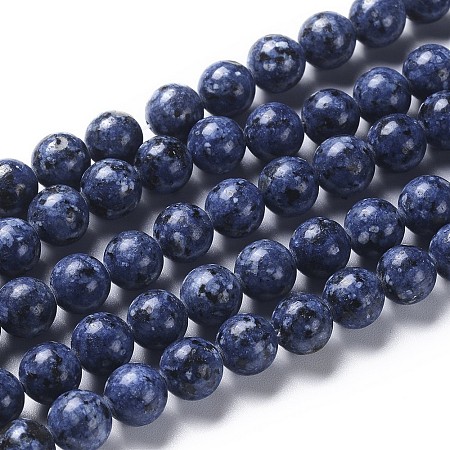 Natural Labradorite Beads Strands, Dyed & Heated, Round, Blue, 8mm, Hole: 1mm; about 44pcs/strand, 15.3 inches(39cm)