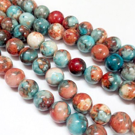 ARRICRAFT Synthetic Fossil Beads Strands, Dyed & Heated, Round, Colorful, 10mm, Hole: 1mm, about 38pcs/strand, 15.7 inches