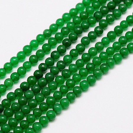 Honeyhandy Natural Malaysia Jade Bead Strands, Round Dyed Beads, Green, 6mm, Hole: 1mm, about 64pcs/strand, 15 inch