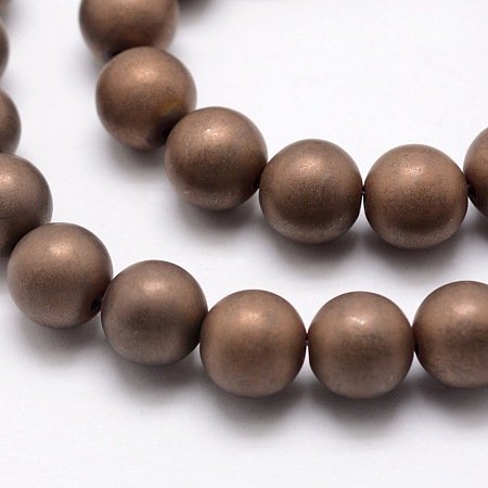 Honeyhandy Electroplate Non-magnetic Synthetic Hematite Beads Strands, Matte Style, Round, Copper Plated, 10mm, Hole: 2mm, about 40pcs/strand, 15.7 inch