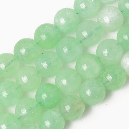 ARRICRAFT Natural Chalcedony Beads Strands, Dyed & Heated, Imitation Green Quartz, Round, Light Green, 8~8.5mm, Hole: 1.2mm, about 48pcs/strand, 15.35 inches(39cm)