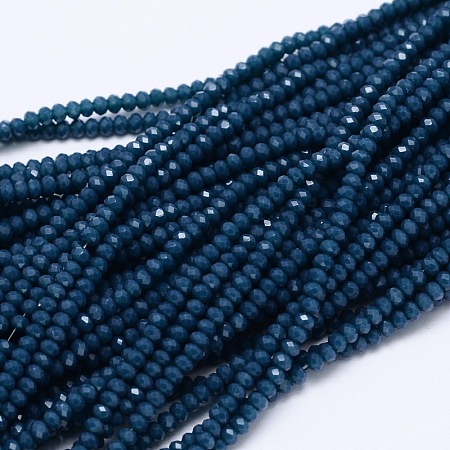 Arricraft Faceted Rondelle Glass Beads Strands, Marine Blue, 3.5~4x2.5~3mm, Hole: 0.8mm, about 130~140pcs/strand, 15.1 inches
