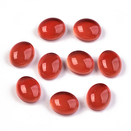 Honeyhandy Glass Cabochons, Mood Cabochons(Color will Change with Different Temperature), Oval, Red, 12x10x6.5mm