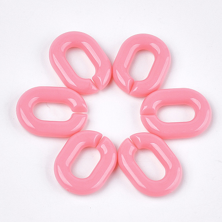 Honeyhandy Acrylic Linking Rings, Quick Link Connectors, For Jewelry Chains Making, Oval, Hot Pink, 19x14x4.5mm, Hole: 11x5.5mm