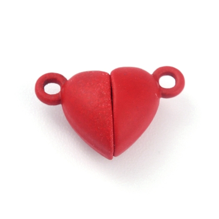 Honeyhandy Alloy Magnetic Clasps, Heart, Red, 15x9.5x6mm, Hole: 1.5mm