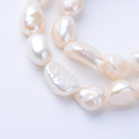 ARRICRAFT Natural Cultured Freshwater Pearl Beads Strands, Two Sides Polished, Antique White, 10~14x8~10x5~7mm, Hole: 0.5mm, about 33pcs/strand, 13.5 inches