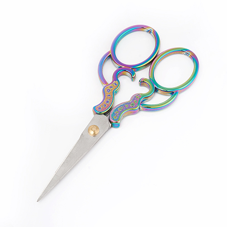 Stainless Steel Scissors, Embroidery Scissors, Sewing Scissors, Rainbow, Multi-color, 128.5x52x5.5mm