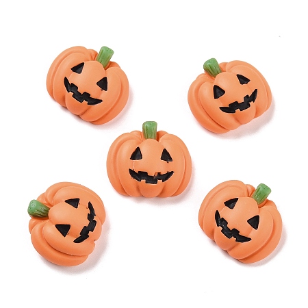 Honeyhandy Pumpkin Opaque Resin Cabochons, for Halloween, Orange, 18x20x8mm