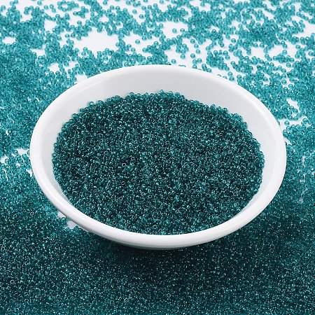 MIYUKI Round Rocailles Beads, Japanese Seed Beads, 11/0, (RR2405) Transparent Teal, 2x1.3mm, Hole: 0.8mm, about 1111pcs/10g