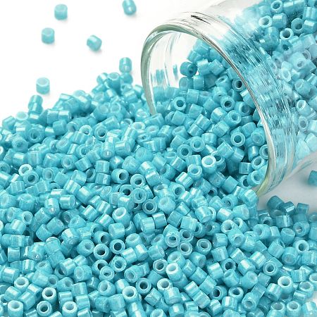 Honeyhandy Cylinder Seed Beads, Opaque Colours Luster, Uniform Size, Turquoise, 2x1.5mm, Hole: 0.8mm, about 888pcs/10g