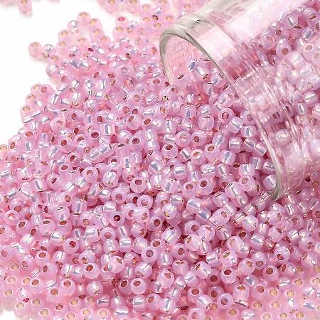 Honeyhandy TOHO Round Seed Beads, Japanese Seed Beads, (2105) Silver Lined Pink Opal, 11/0, 2.2mm, Hole: 0.8mm, about 1103pcs/10g