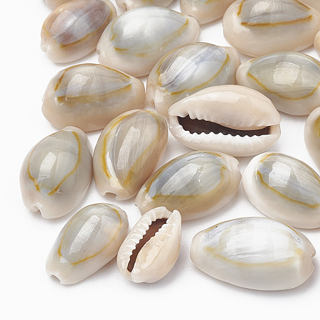 Honeyhandy Cowrie Shell Beads, Seashell Color, 12~17x7~11x5~8mm