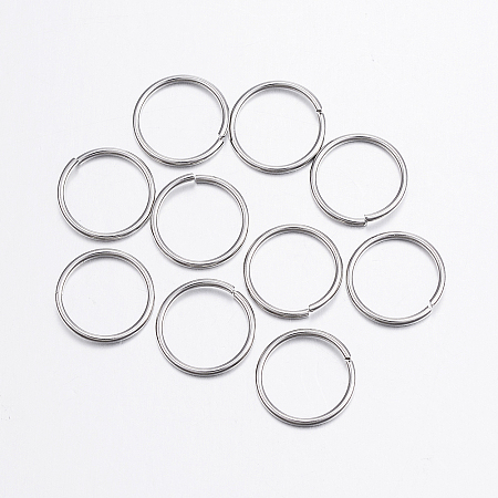 Honeyhandy 304 Stainless Steel Open Jump Rings, Stainless Steel Color, 18 Gauge, 12x1mm, Inner diameter: 10mm, about 45pcs/10g