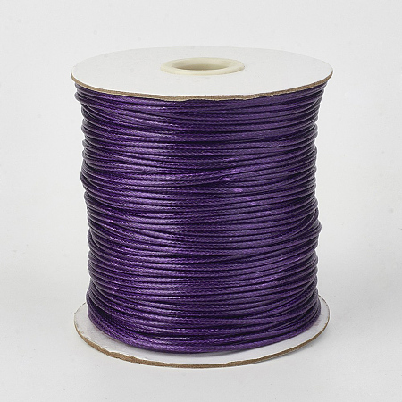 Honeyhandy Eco-Friendly Korean Waxed Polyester Cord, Purple, 1mm, about 185yards/roll(555 feet/roll)(169.16m/roll)
