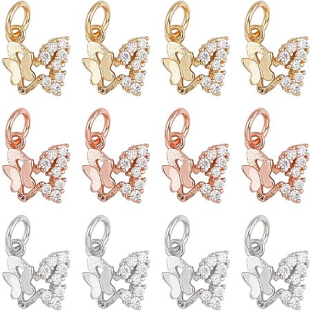 CHGCRAFT 12Pcs 3 Colors Butterfly Charms Butterfly Pendant Bracelet Butterfly Pendant Charms for Jewelry Necklace Bracelet Earring Crafting Accessory Making
