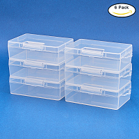 BENECREAT 6 Pack Clear Plastic Box Clear Storage Case Collection Organizer Container with Hinged Lid and Hangers For Organizing Small Parts Office Supplies Clip - 3.93x2.75x1.3 Inches