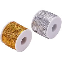 Arricraft 2mm 54 Yards Metallic Elastic Cords Gold Silver Stretch Ribbon Cord Metallic Tinsel Cord Rope for Craft Making Gift Wrapping Christmas Tree Decoration