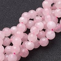 NBEADS 5 Strands 6mm Natural Rose Quartz Gemstone Beads Round Faceted Loose Beads for Jewelry Making, 1 Strand 32pcs