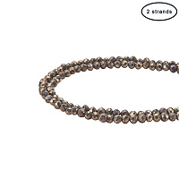 PandaHall Elite 2mm Faceted Pyrite Rondelle Gemstone Beads Jewelry Making Findings (2 Strand, About 178pcs/strand,14.9”)