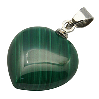 Honeyhandy Gemstone Pendants, with Alloy Findings, Natural Malachite, Grade A, Heart, Green, 15x15x6mm, Hole: 3mm
