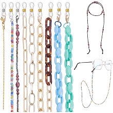 arricraft 10 Pcs 9 Styles Eyeglass Chains, Masks Chain Strap Holder Acrylic Brass Glass Beaded Eyeglass Chain for Adults 28"-31"/Strand