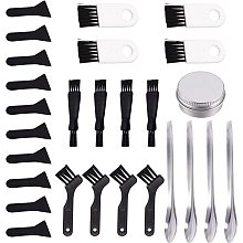 GORGECRAFT 27PCS Pollen Scrapers Kit for Grinder Including Plastic Cleaning Brush Black Pollen Scrapers Stainless Steel Spatula Micro Scoop and Aluminium Tin Cans for Grinder Pollen Scrapers