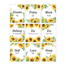 SUPERDANT Inspirational Quotes Unframed Wall Art Prints Sunflower Motivational Sayings Wall Art Canvas Prints 9pcs Floral Quotes Wall Art for Living Room Office Bedroom Decor