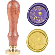 CRASPIRE Wax Seal Stamp Moon Spider Vintage Brass Head Wooden Handle Removable Sealing Wax Seal Stamp 25mm for Embellishment of Envelopes Wedding Invitations Wine Packages