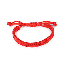 Honeyhandy Adjustable Waxed Cord Braided Bracelets, Red String Bracelets, Red, 6 inch~7-7/8 inch(150~200mm), 9~12mm