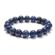 Honeyhandy Valentine Day Gift for Husband Stretchy Gemstone Bracelets, with Lapis Lazuli(Dyed) and Elastic Cord, Blue, 51mm