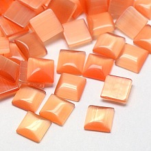 ARRICRAFT Cat Eye Cabochons, Square, Light Salmon, 6x6x2mm