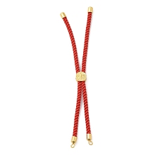 Honeyhandy Twisted Nylon Cord Silder Bracelets, Link Bracelet Making for Connector Charm, with Long-Lasting Plated Golden Brass Cord End & Alloy Tree of Life, Red, 8-3/4~8-7/8 inch(22.2~22.6cm), Hole: 2mm