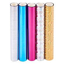 SUPERFINDINGS 5Roll 5 Styles Gold Hot Foil Stamping Paper 150mm Heat Transfer Foil Paper Glimmer Hot Foil Paper Rolls for DIY Foil Paper Embossing Scrapbooking Craft Projects