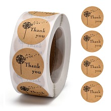 Honeyhandy DIY Scrapbook, 1 Inch Thank You Stickers, Decorative Adhesive Tapes, Flat Round with Word Thank You, BurlyWood, 25mm, about 500pcs/roll