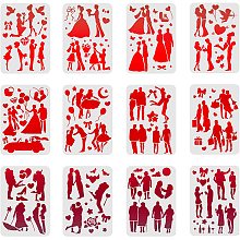 FINGERINSPIRE 12 Pcs Love Stencils Drawing Painting Templates Sets 8.3x11.7inch Plastic Drawing Painting Stencils Romantic Love Template Sets for Painting on Wood, Floor, Wall and Tile