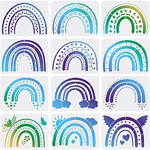 FINGERINSPIRE 12PCS/Set Boho Rainbow Stencils 11.6x8.3 Inch Large Nursery Decor Reusable Plastic Template Painting on Wall, Wood, Fabric, DIY Art Crafts Cardmaking