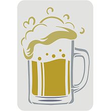 FINGERINSPIRE Beer Mug Stencil 11.7x8.3inch Reusable Cup of Beer Drawing Stencil Beer Sign Stencil for Bar or Kitchen Beer Festival Stencil for Painting on Wall, Canvas, Furniture and Paper