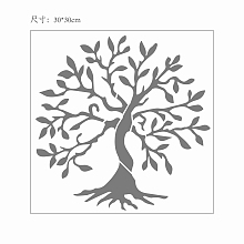 GORGECRAFT Plastic Drawing Painting Stencils Templates, Square, Tree Pattern, 30x30cm