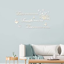 GLOBLELAND Live Every Moment Acrylic Wall Stickers Laugh Every Day Mirror Decor Stickers DIY Wall Decals for Living Room Bedroom Bathroom Office Kitchen Motivational Letter Wall Decor