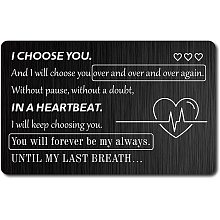 CREATCABIN I Choose You Engraved Wallet Insert Metal Wallet Card Insert Mini Love Notes Inspirational Romantic Gift for Men Boyfriend Husband College Wedding Birthday Valentine Christmas