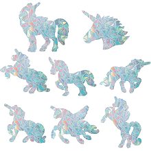 GORGECRAFT 16PCS Unicorn Window Clings Anti Collision Rainbow Window Glass Stickers for Birds Strike Decals Non Adhesive Prismatic Vinyl Film Home Decorations for Sliding Doors Windows Glass