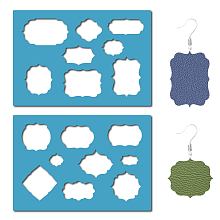 GORGECRAFT Acrylic Earring Handwork Template, Card Leather Cutting Stencils, Deep Sky Blue, Geometric Pattern, 130x90x2mm, 2pcs/set